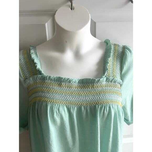 Womens Perch Blu Pepper 1X Pastel Green‎ Blouse Cottagecore Fairy Romantic Flowy - Picture 3 of 6